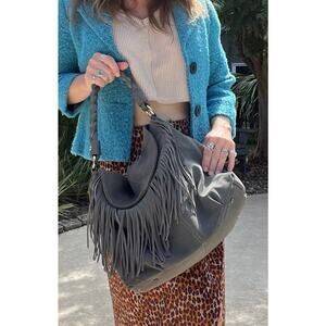 C.Z. Falconer Suede Leather Western Cowgirl Style Fringe Handbag